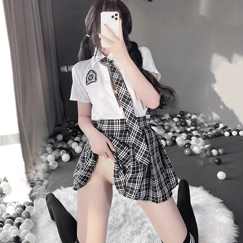 Sexy School Girl Cosplay Uniform Lingerie for Women Naughty Student Role Play Adult Sex Clothes Night Club Outfit Erotic Costume