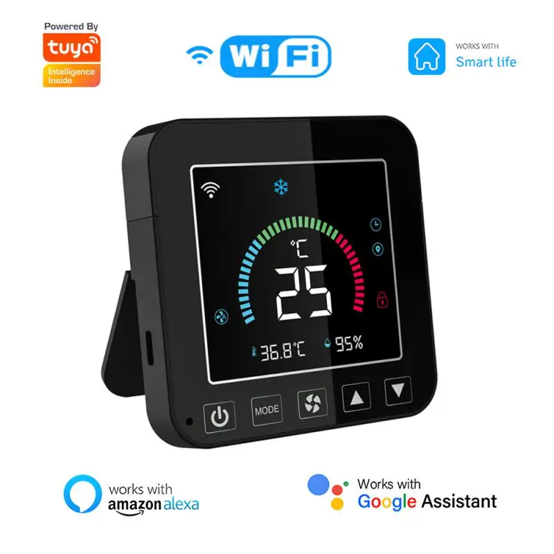 

Tuya WiFi Thermostat Temperature Humidity Sensor Air Conditioner USB Power LCD Touch Screen Home Automation Home Assistant