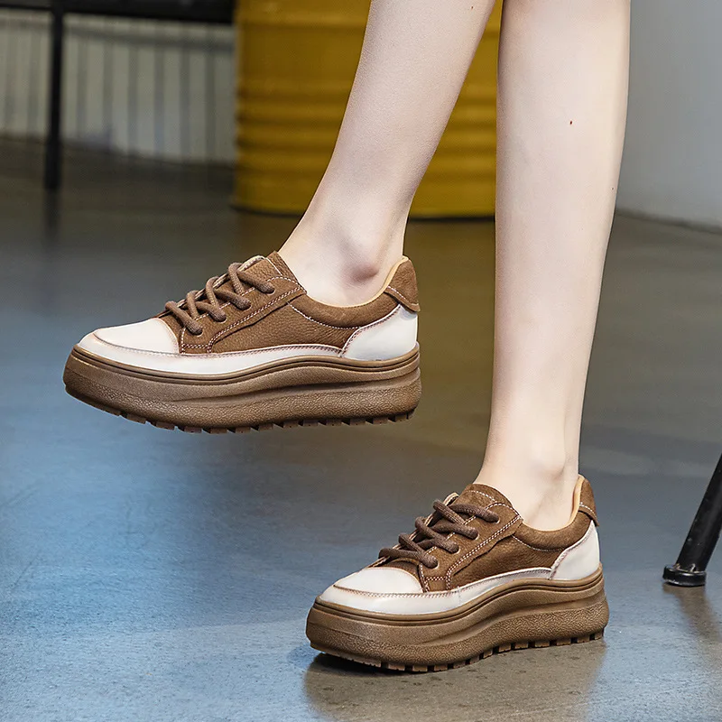 Loafers Women's 2024 Spring and Autumn New Cowhide Women's Casualflat Leather Sports Small White Shoes Thick-soled Women's Shoes