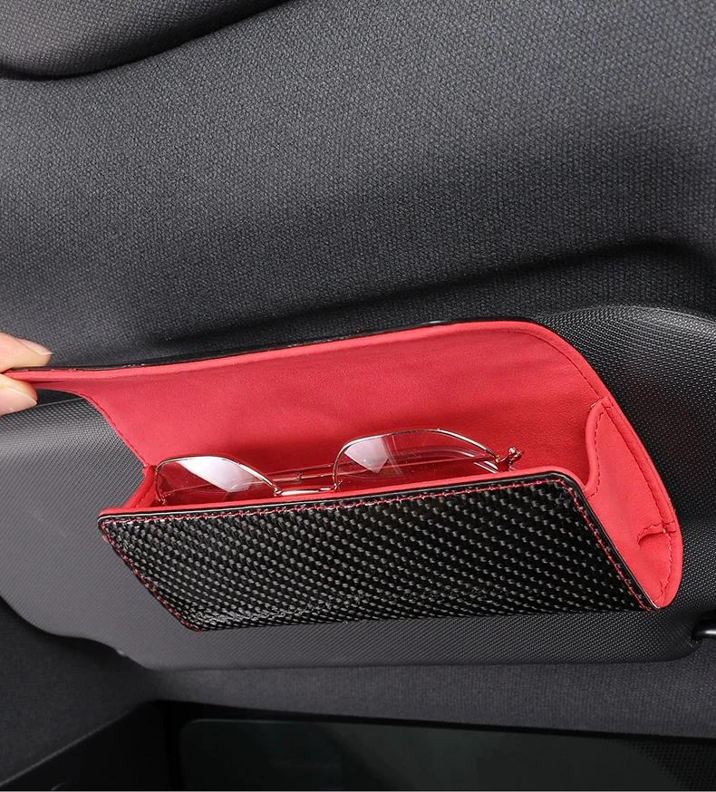 

Car Rear Carbon Fiber Glasses Box Sunglass Holder Case For Audi A3 A5 A6 A8 Q3 Q5 Q7 SLINE Storage Box Interior Auto Accessories