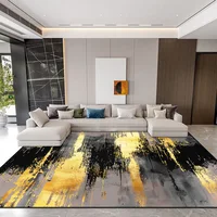 Nordic Abstraction Texture Large Living Room Carpet Luxury Gold Decoration Bedroom Rug Non-slip Washable Lounge Coffee Table Mat 1