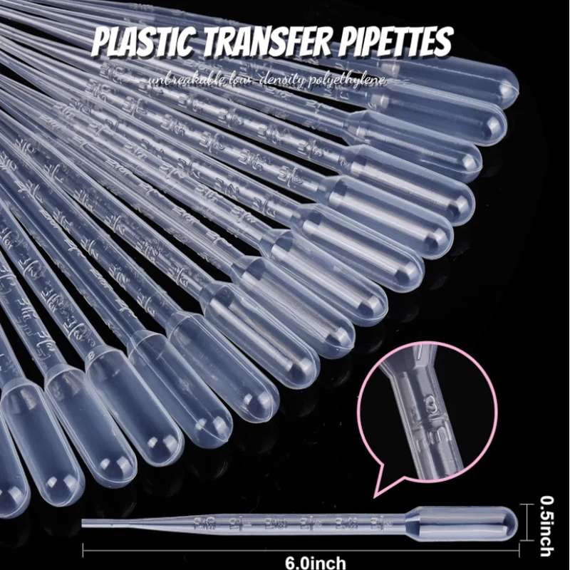 25-100PCS Practical Transparent Pipettes Disposable Safe Plastic Eye Dropper Transfer Graduated Pipettes Educational Supplies