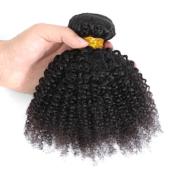 Afro Kinky Curly Human Hair Brazilian Virgin Human Hair Extensions Natural Color Weave 1/3 Bundles Double Weft Extensions 1