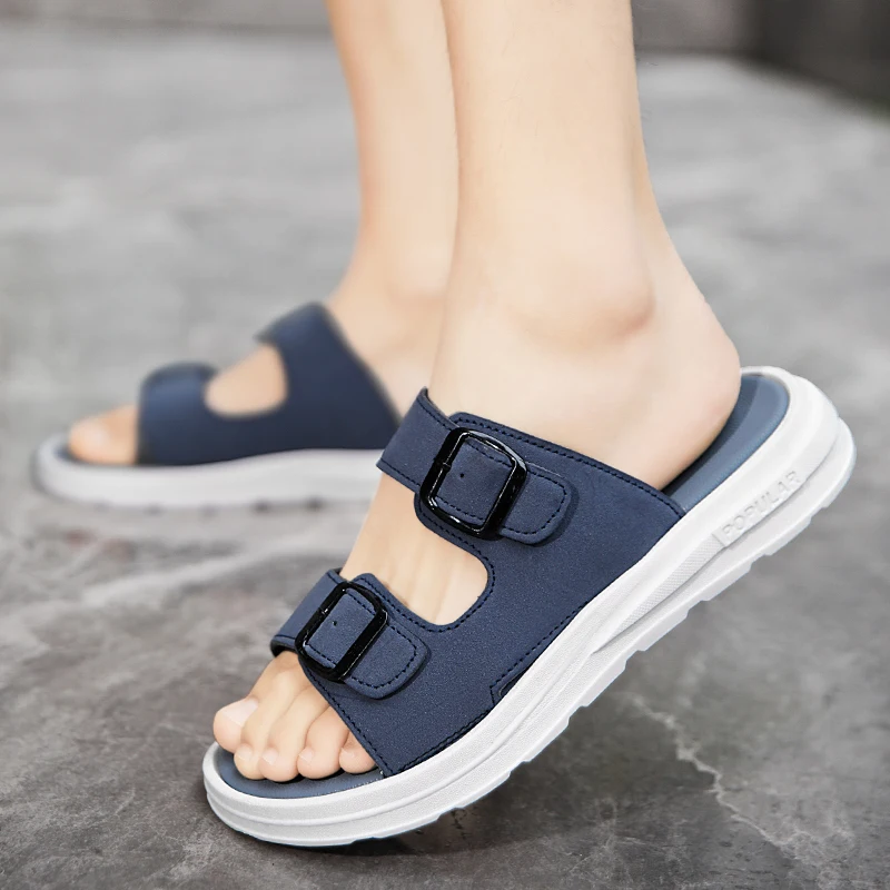 Fashion Slippers New Summer Genuine Cow Leather Men Shoes Lightweight Soft Beach Sandals Casual Men's Flip Flops