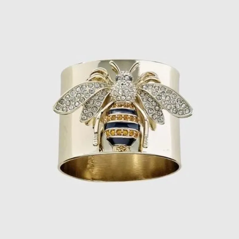 Exquisite Luxury Gold Color Carved Bee Rings for Women Fashion Stainless Steel  Creative Cute Bee Rings Accessories Jewelry Gift