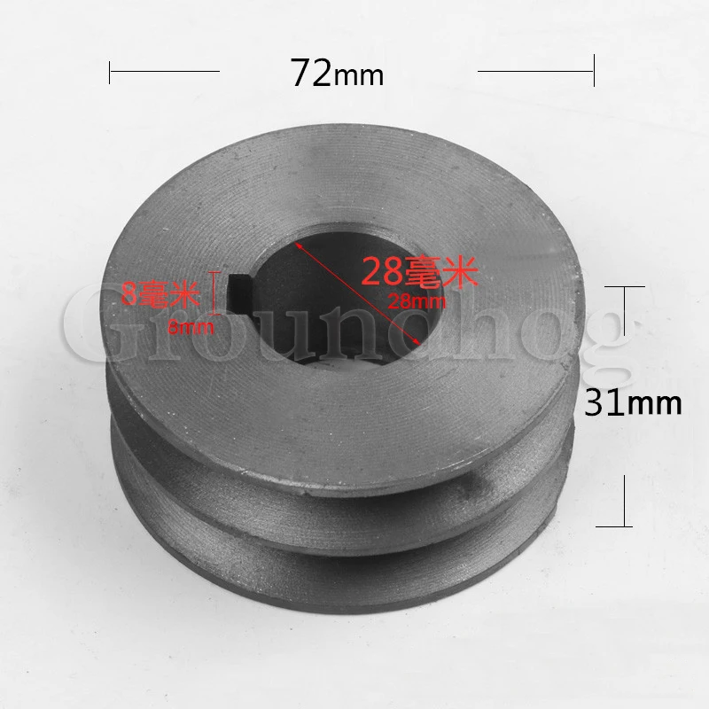 BUYISI V-Belt Pulley A Type Double Slot Pulley Motor Cast Iron Dia Power Tool Accessory Double Slot Pulley Motor Pulley 50mm 100mm 64x30x24mm - View #10