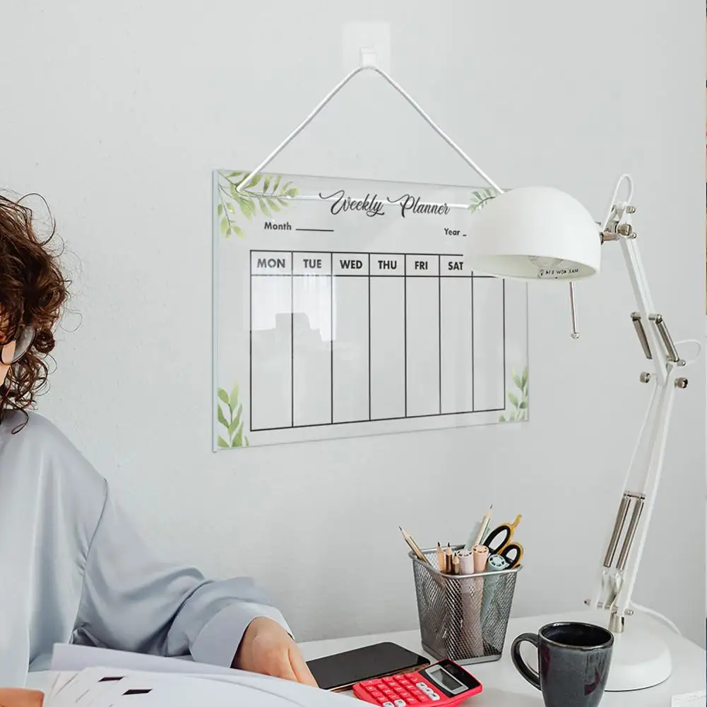Residue-free Whiteboard Reusable Fridge Weekly Planner Whiteboard Acrylic Message Board with Pens for Refrigerator for Home