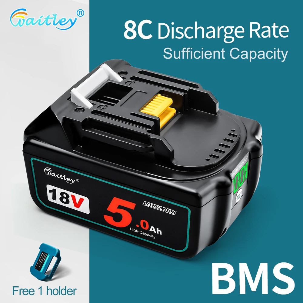 Waitley 18V 5.0Ah BL1850b Rechargeable Li-ion Battery For Makita