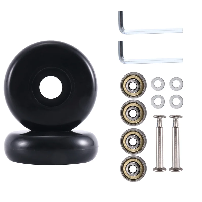 A68P-55Mm X 18Mm 수하물 가방 교체 바퀴, PU 회전 캐스터 휠 탄소강 베어링 수리 키트 검정색