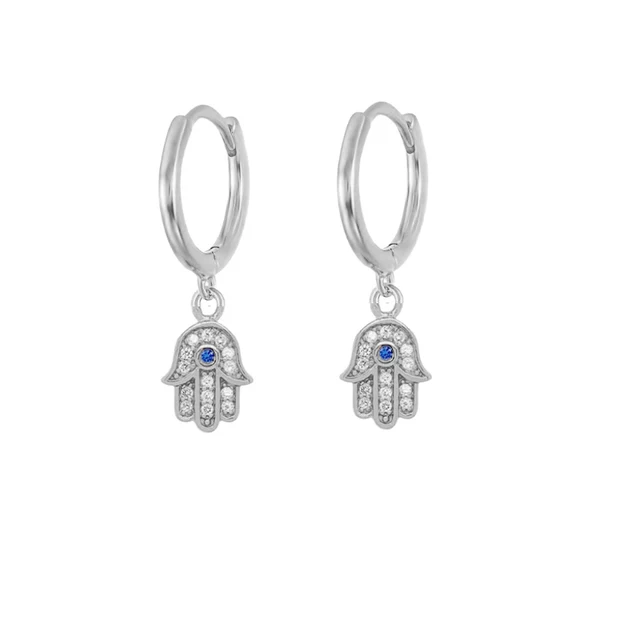 A Pair 925 Silve Gold Color Copper Colorful Rainbow Hoops Earring For Women Demon Eye Gift Smile Face Jewelry Crown Earrings W0040-S