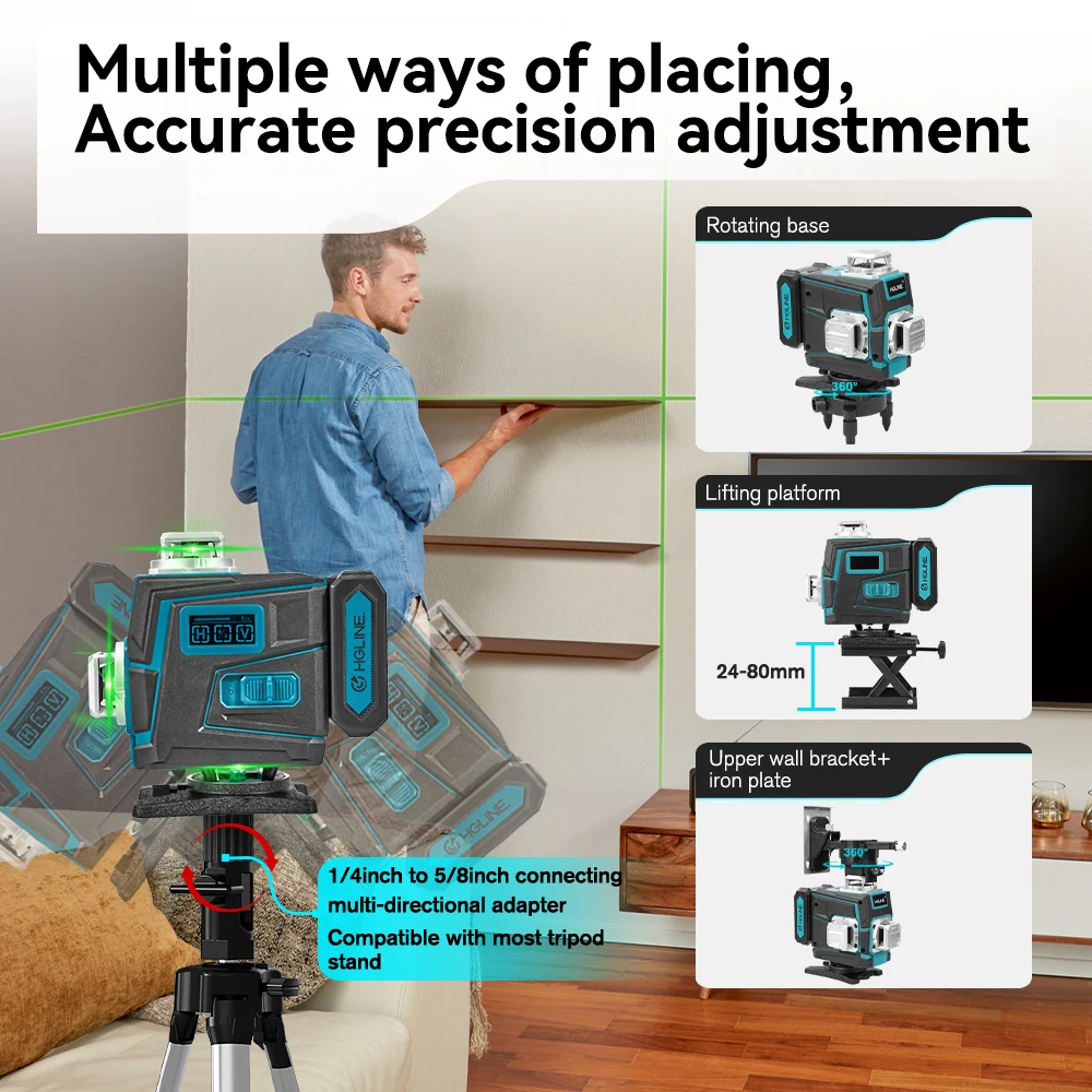 16 Lines Laser Level APP Remote Control Horizontal Vertical Levels Machine Power