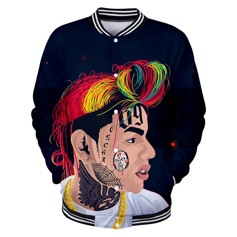 69 6ix9ine 3D Print Baseball Uniform Outerwear Bomber Jacket Male Baseball Jacket Men/Women Hoodies Sweatshirts Hip Hop Clothing