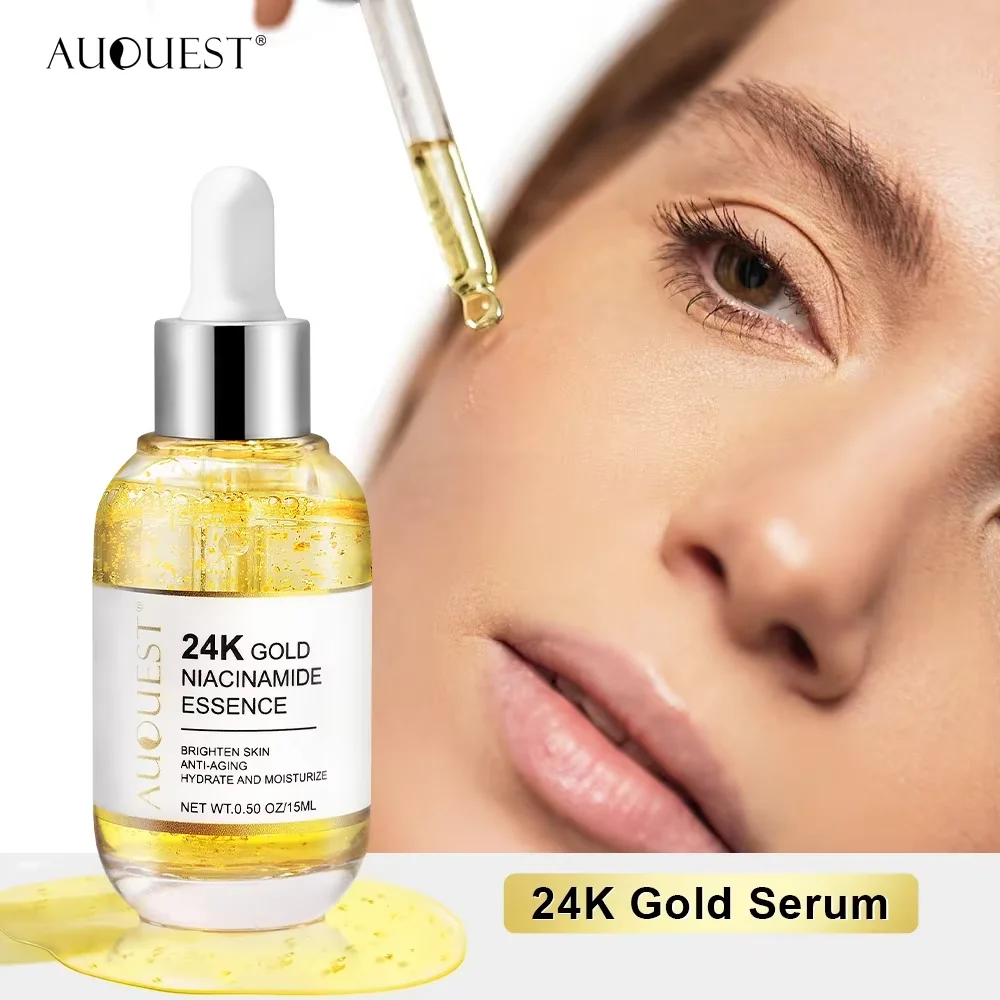 AUQUEST 24k Gold Face Serum Hyaluronic Acid Serum Moisturizing Whitening Anti Aging Wrinkle Face Skin Care 15ml 2