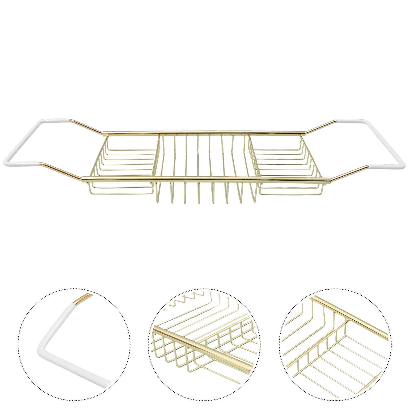 Golden Stretchable Anti Slip Rack Bathtub Tray Portable Holder Stand Shower Organizer Stainless Steel Tub Trays Telescopic Home
