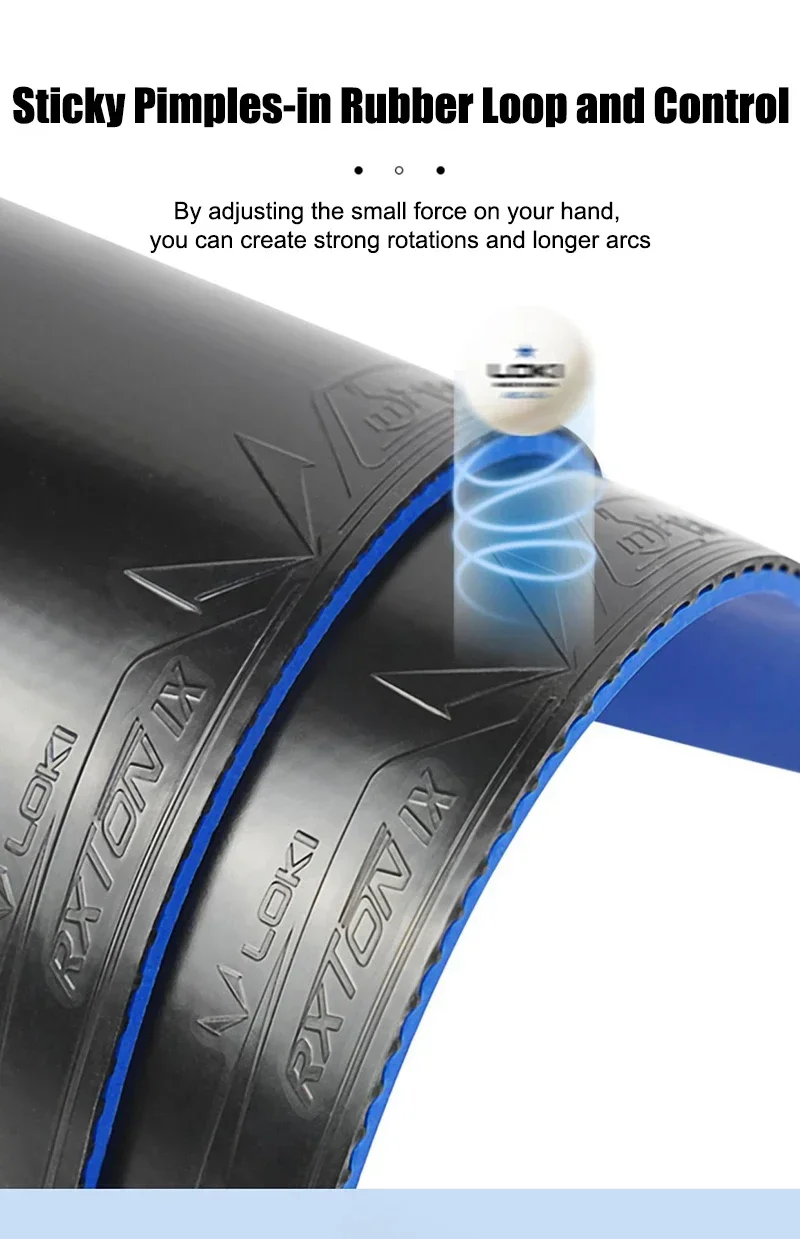 Description Picture 3 of itemLOKI RXTON 9 Table Tennis Rubber Super Sticky Pips-in Internal Energy Ping Pong Rubber with Blue Cake Sponge Fast Attack and Arc