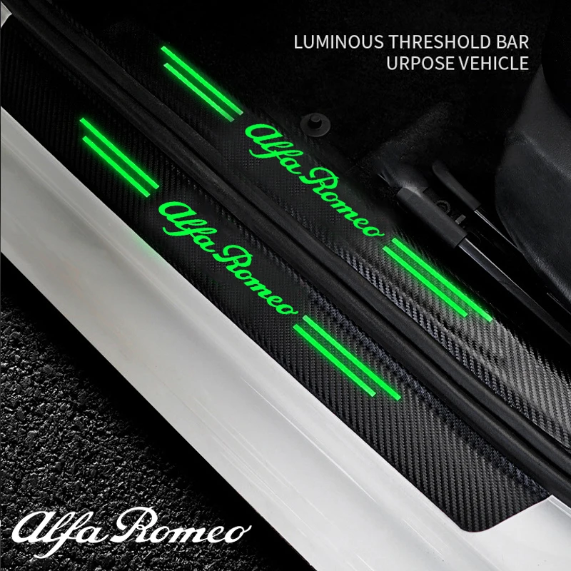Luminous Car Door Sill Trim Stickers Protective Strip Film Decals
