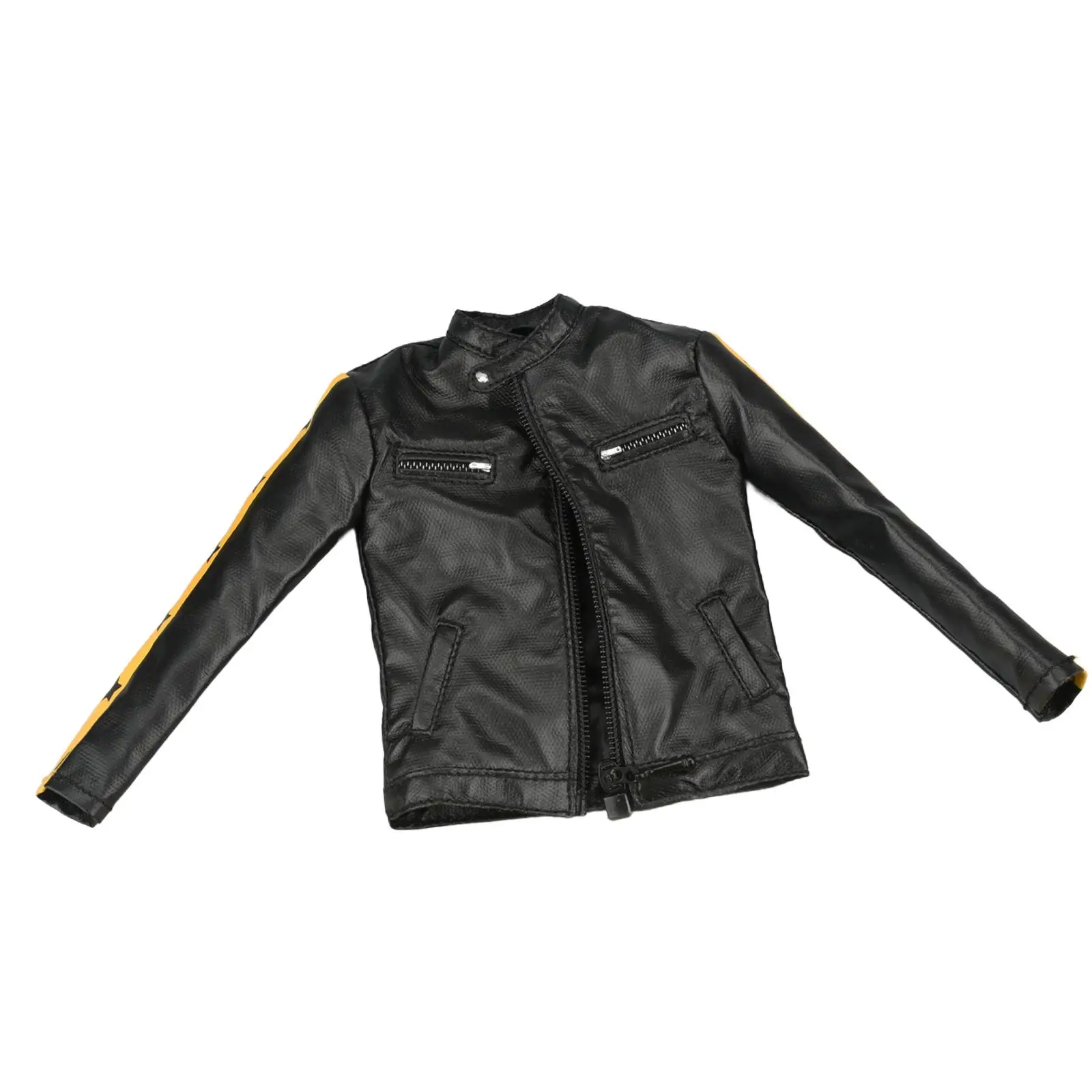 1/6 PU Leather Jacket Mini Long Sleeved Coat Retro Male Figure Top Coat Costume for 12`` inch Soldier Figures Accessory