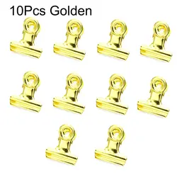 10pcs Stainless Steel Mini Hinge Clips for Versatile Use in Home, Office, and Kitchen (Golden)