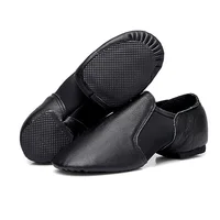 USHINE Black Brown Genuine Leather Elastic cloth Ballet Yoga Training Fitness Jazz Ballet Dace Shoes For Woman Man 1
