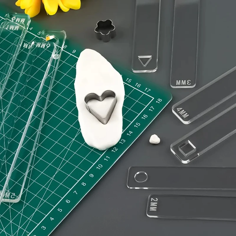 Acrylic Pottery Thickness Balance Rule Tool Set for DIY Clay Rolling