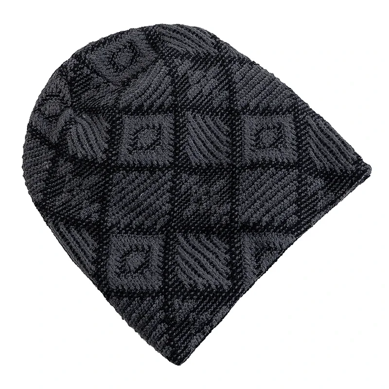 Unisex Mode Winter Schicke Mützen Geometrischer Figurenstil Strickmützen für Männer Frauen Beanie-Mütze Outdoor Plüsch Fellfutter Warme Mütze – Detail 5