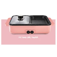 110V/220V 1200W 2 IN 1 Electric Hot Pot Cooker BBQ Grill Multicooker Electric BBQ Grill Non Stick Plate Barbecue Pan Cooking Pot 1