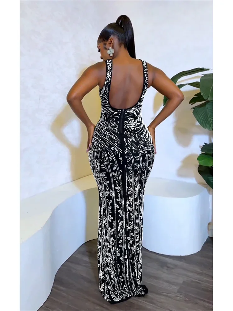 Wmstar Party Dresses Women Christmas Sexy Luxury Bodycon Elegant Open Back Maxi Dress Birthday Outfits Wholesale Dropshipping