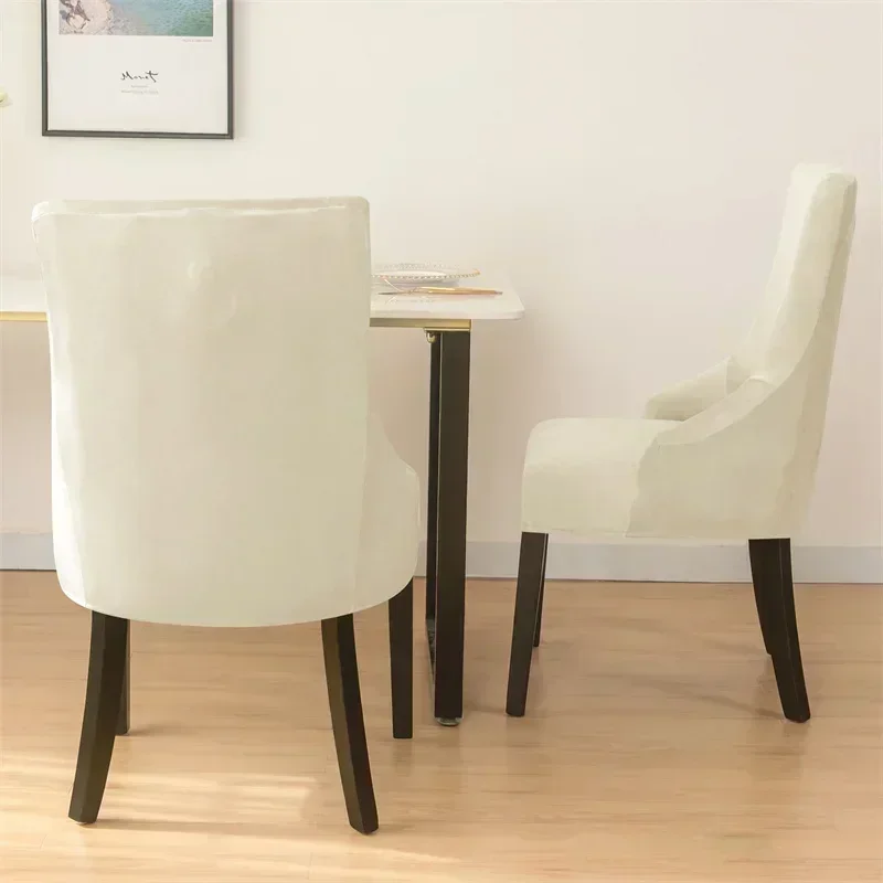 Super Soft Small ArmChair Cover Elastic Pure Color Chair Cover High Back Sloping Armchairs Slipcovers for Hotel Home Decor