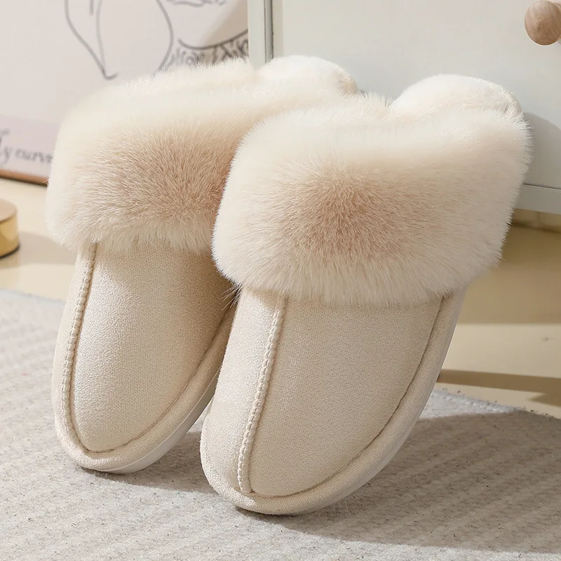 Winter Home Slippers Men and Women Couples Indoor and Outdoor Warm Slippers Cotton Fulffy Fur Slippers Non-Slip Unisex Shoes 6
