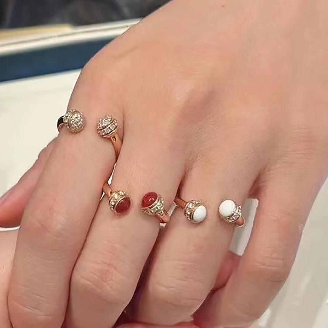 Elegant 18K Rose Gold Women's Diamond Open Ring