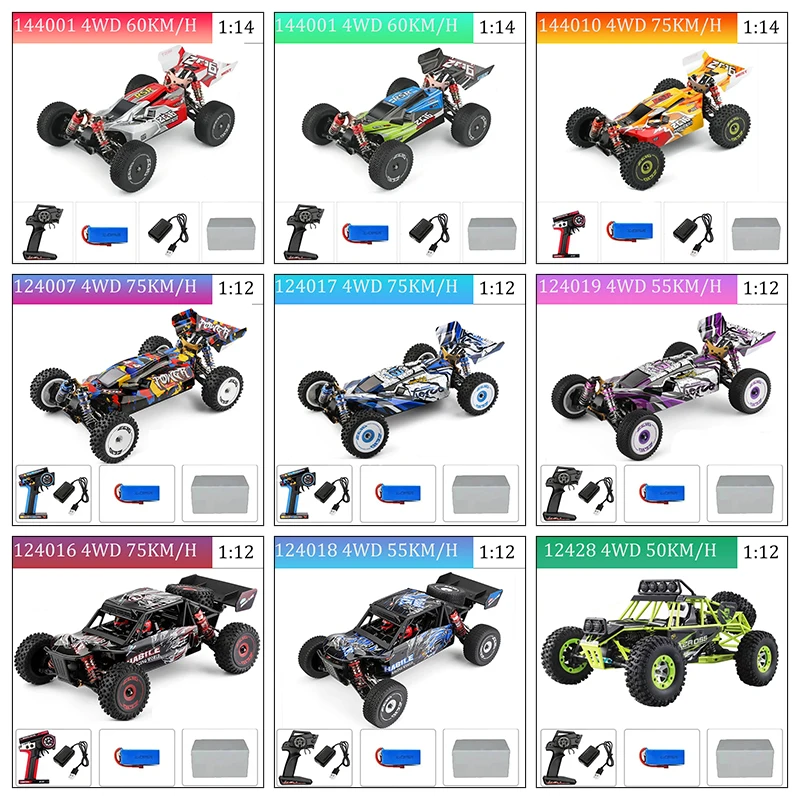Voiture RC tout-terrain 4x4 - 2 batteries, 6 couleurs