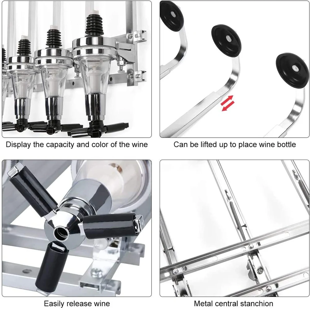 Liquor Dispenser 1-6 Bottle Wall Mounted Cocktail Shaker Stand Wine Beer Alcohol Bar Beverage Divider