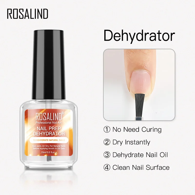 Rosalind Nail Primer And Dehydrator Set  For Manicure Magic Remover Nail Polish BaseTop Matt Long Lasting Gel Lacquer Kit 15ML