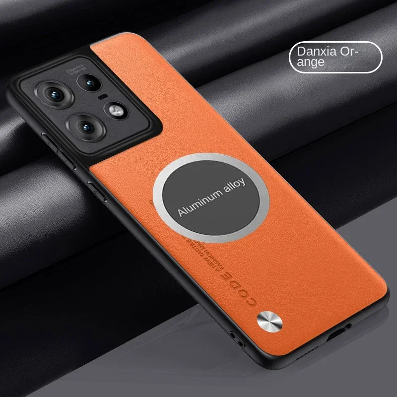 Leather Case with Magnetic Car Holder - Luxury Metal Design