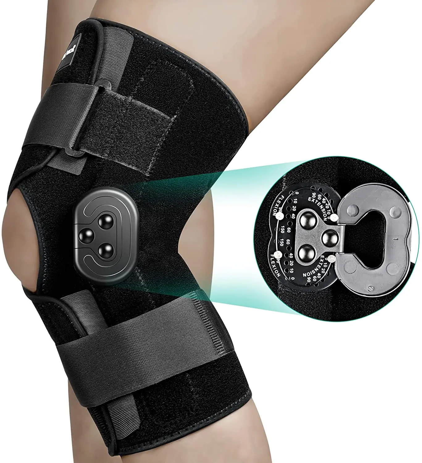 Hinged Knee Brace Adjustable Knee Support with Side Stabilizers of Locking Dials for Knee Pain Arthritis ACL PCL Meniscus Tear
