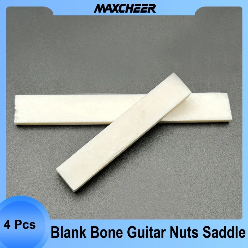 

4Pcs/Lot DIY Natural Bone Guitar Bridge Nut Saddle Bone Blank Nut Handmade LP Folk Classical Electric Acoustic Guitar Ukulele