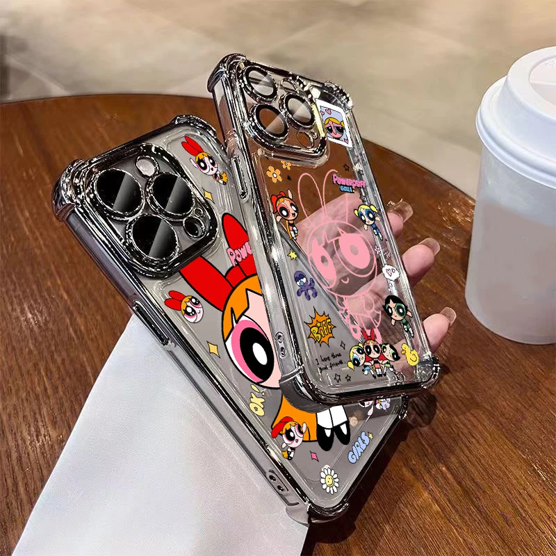 Powerpuff Girls Plating Phone Case - Anti-Fall Airbag Design
