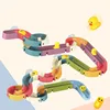 Baby Bath Toys Wall Bathtub Toy Assembling Slide Wind-Up Duck Slide Bathroom Shower Tracks Water Toys for Toddlers Kids Gifts 3