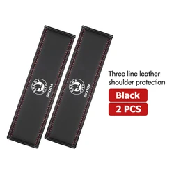 Premium Leather Seat Belt Shoulder Protection Pads - Car Interior Accessories (Black - 2PCS)