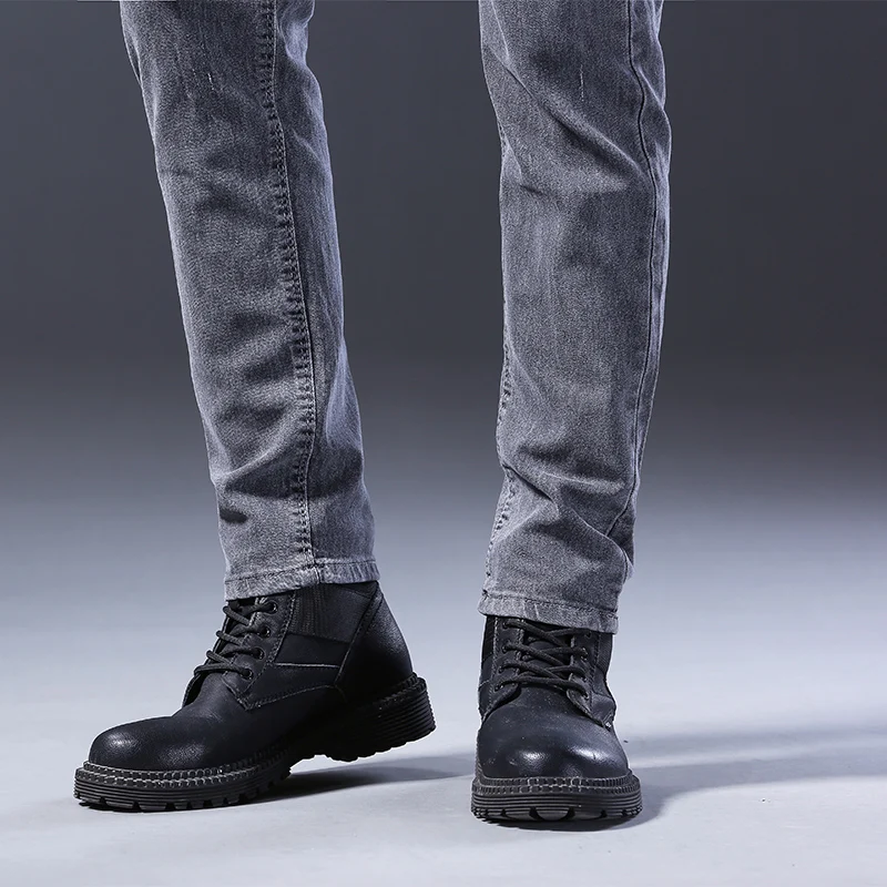 Men Comfortable Cotton Fashion European American Style Stretch Jeans Luxury Men's Denim Pants Slim Straight Grey Denim Pants 6