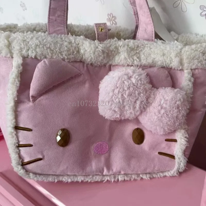Kawaii Hello Kitty Plush Bag Cartoon Soft Stuff Handbag Women Tote Shoulder Bags  Fashion Casual Y2k Large Capacity Plushies Bag 4