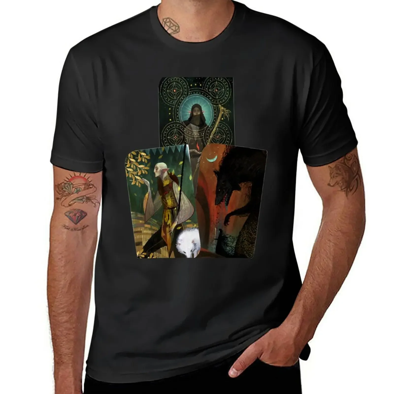 Solas Tarot Card Trilogy T-Shirt Vestiti Carini Vestiti Hippie Maglietta Da Uomo Grafica