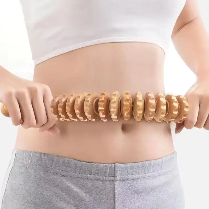 Massage Stick Wooden Muscle Relaxation Mace Massager Roller Fitness Meridian Yoga Stick Slimming Leg Cervical Spine Roller