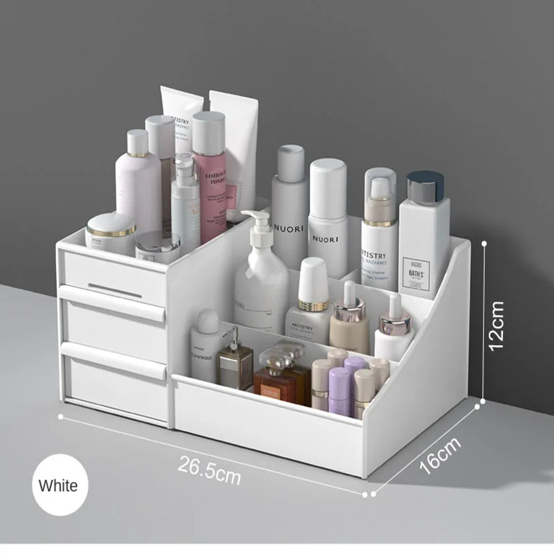 1pc Drawer Makeup Storage Box Dormitory Plastic Shelf Cosmetics Skin Care Dressing Table Desktop makeup storage box