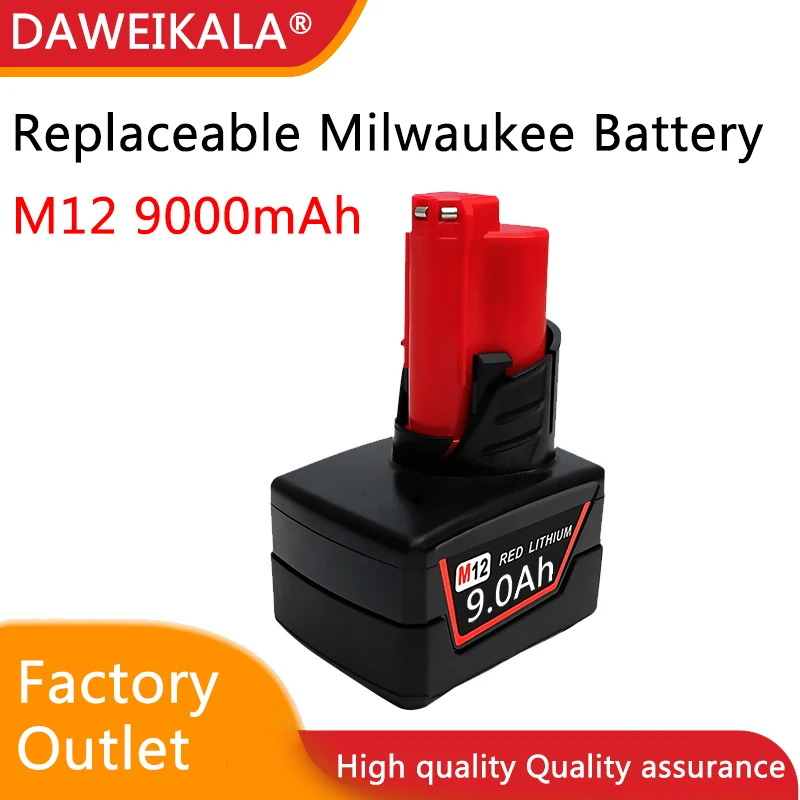 

2024 new12V Battery 9.0Ah Rechargeable Battery For Milwaukee M12 XC Cordless Tools 48-11-2402 48-11-2411 48-11-2401 MIL-12A-LI