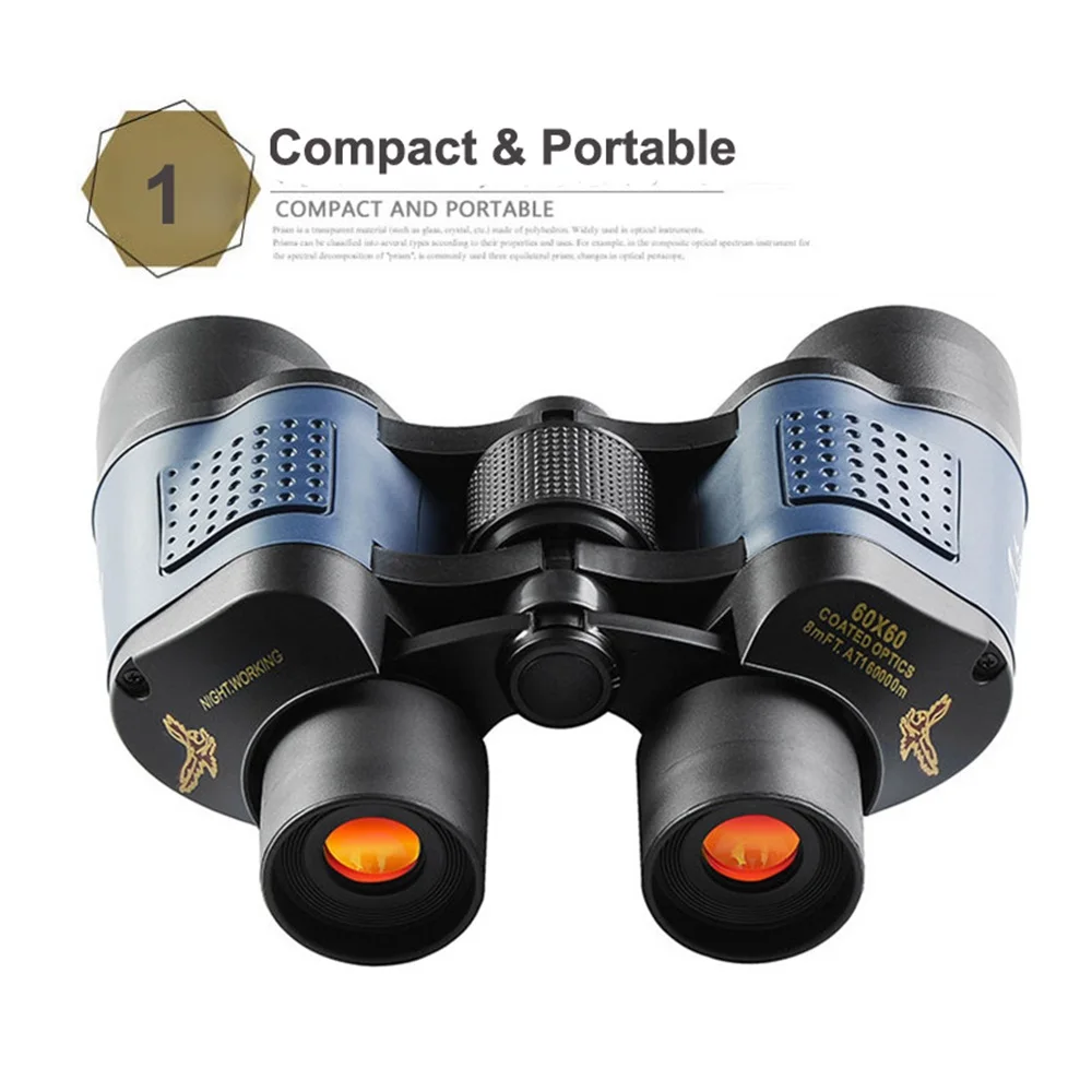 Professional 60x60 BAK4 Optical Binoculars Telescope Long Distance