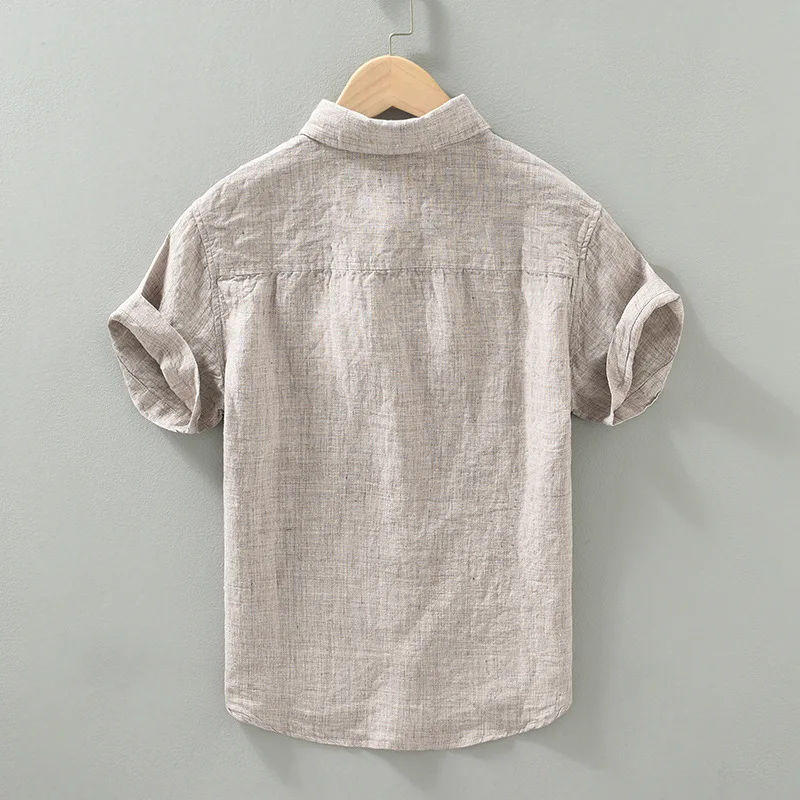 Linen Thin Light Breathable Shirts for Men Summer Vintage Fashion Shorts Sleeve Tops for Cityboy Youth Male Casual casual short sleeved shirt,linen shirt,short sleeved shirt