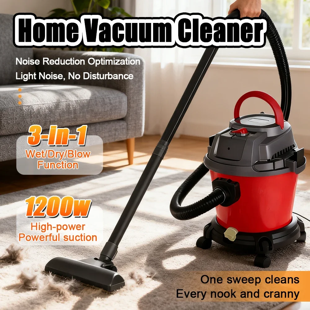 مكنسة كهربائية 3 في 1 بقدرة 1200 وات، مكنسة كهربائية ذات سعة كبيرة للمرآب وتفصيل السيارة وشعر الحيوانات الأليفة وتنظيف المنزل