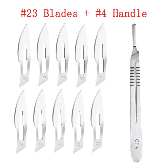 10Pcs Carbon Steel Knife Handle Blade Kit Carving Knife Repair Tools Set DIY Cutting PCB Repair Animal Scalpel Knife Hand Tools Set 5