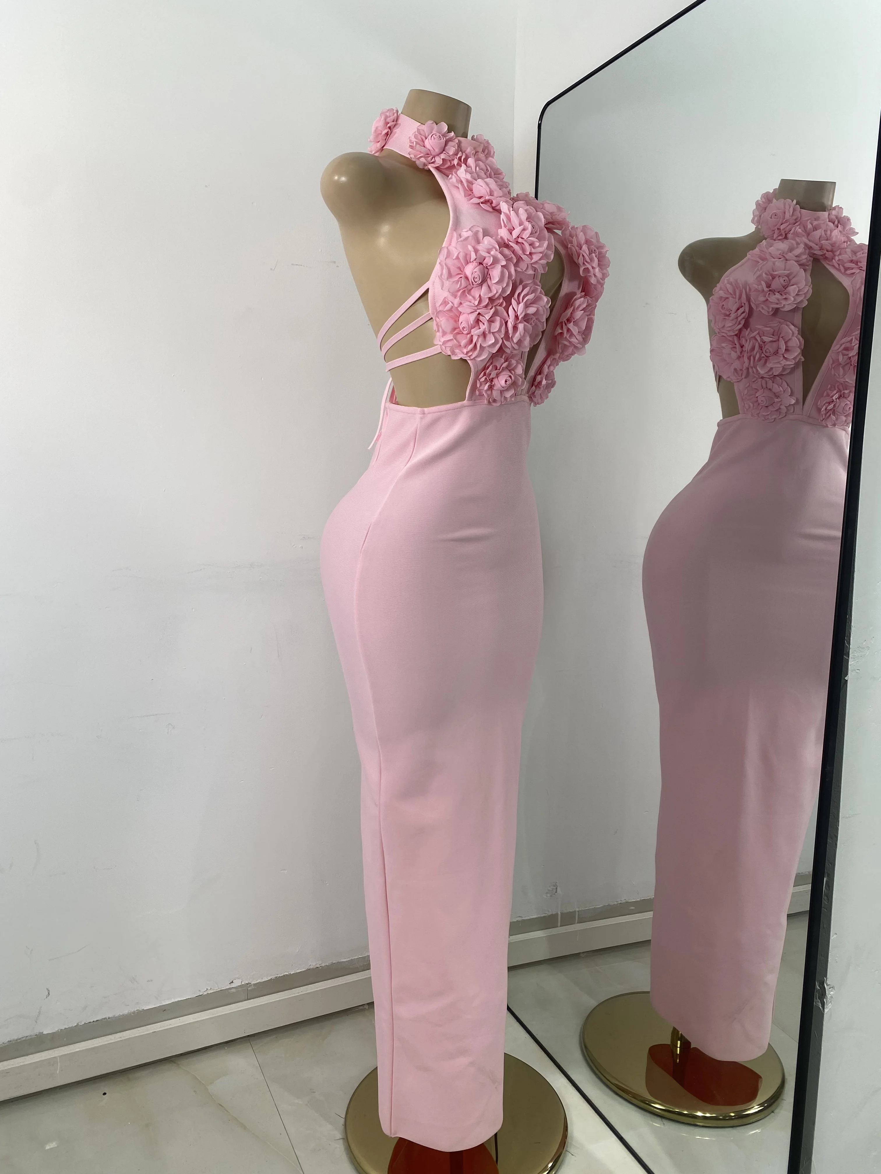 chinese dress ladies Neal Strapless Cutout Maxi Bandage Dress In Pink – Night Novas main image 1